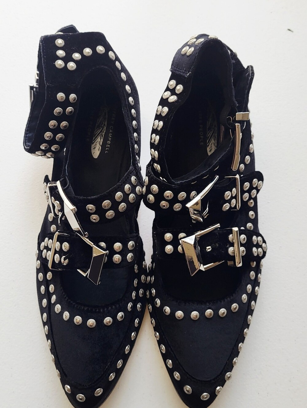 Jeffrey Campbell Free People Black Cooper Studded Buckle Women's Shoes 8.5